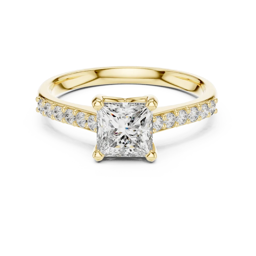 Symmetry Princess Cut Pavé-Set Diamond Engagement Ring - Image 2