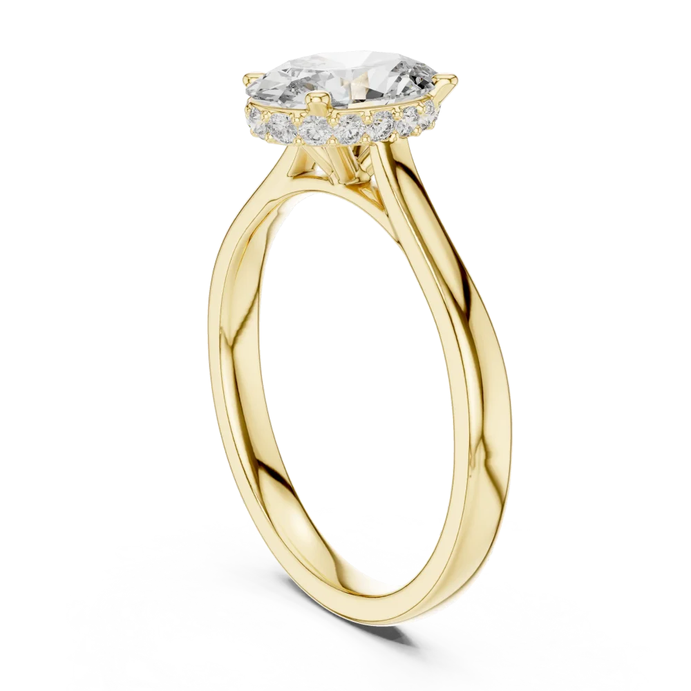 Essence Oval Cut Hidden Halo Solitaire Engagement Ring - Image 3