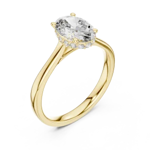 Essence Oval Cut Hidden Halo Solitaire Engagement Ring