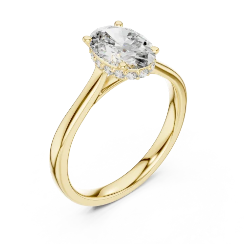 Essence Oval Cut Hidden Halo Solitaire Engagement Ring