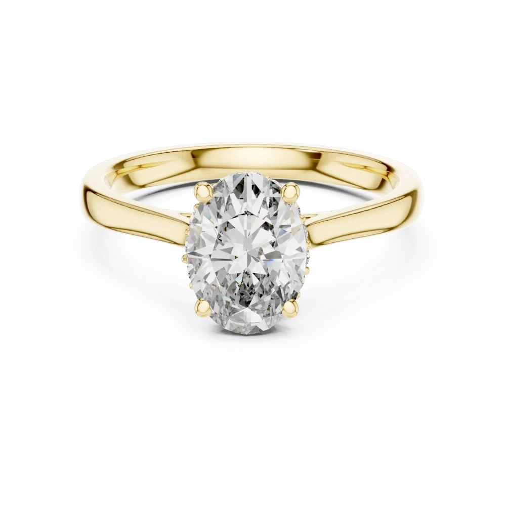 Essence Oval Cut Hidden Halo Solitaire Engagement Ring - Image 2