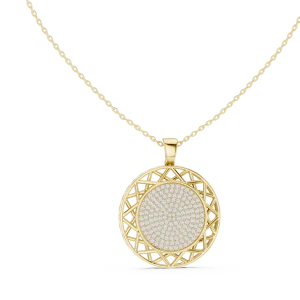 Luminary Round Pavé-Set Architectural Geometric Pendant