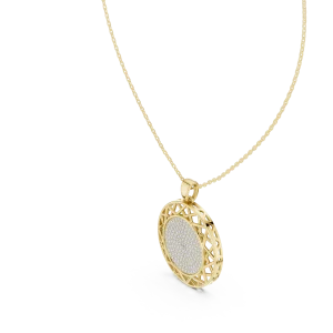 Luminary Round Pavé-Set Architectural Geometric Pendant - Image 2