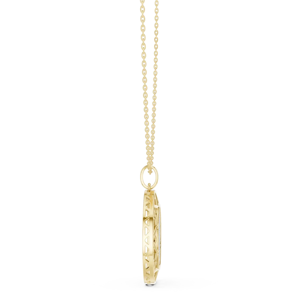 Luminary Round Pavé-Set Architectural Geometric Pendant - Image 3
