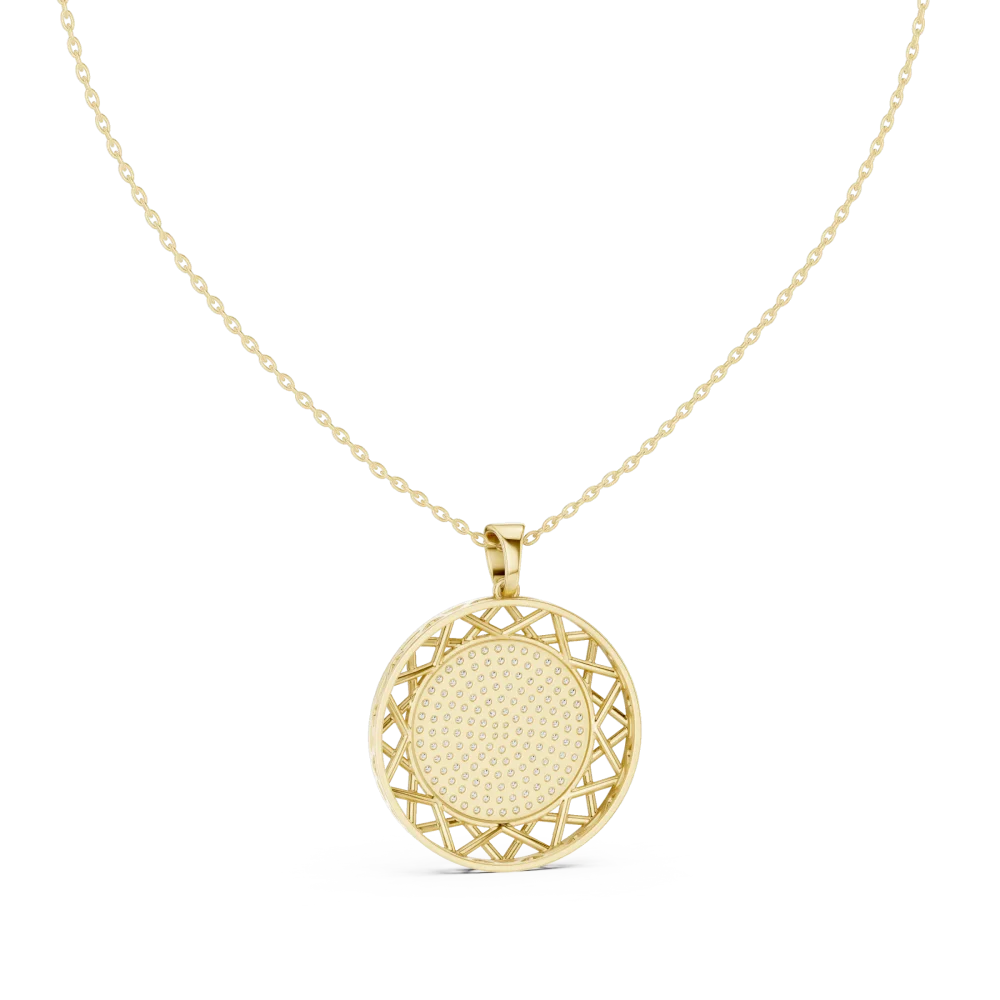 Luminary Round Pavé-Set Architectural Geometric Pendant - Image 4