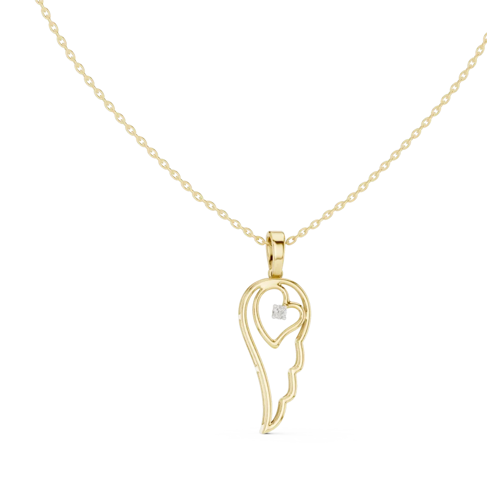 Experience celestial elegance with this feather wing pendant. Featuring a brilliant DIAMEUR lab-grown diamond, it’s modern luxury redefined. Shop now.