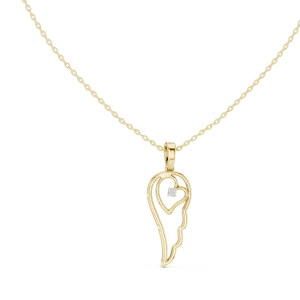 Ethereal Round Brilliant Cut Feather Wing Pendant