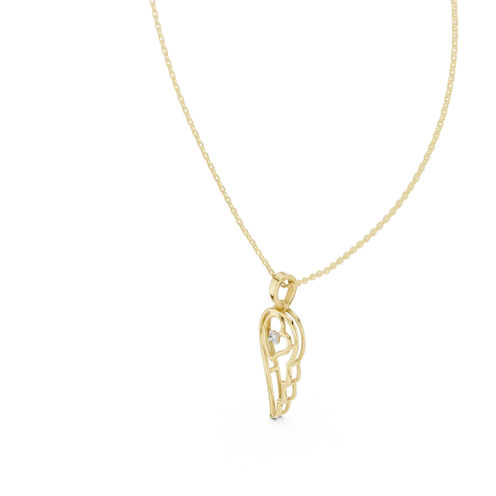 Ethereal Round Brilliant Cut Feather Wing Pendant - Image 2