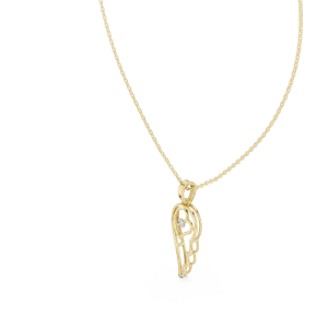 Ethereal Round Brilliant Cut Feather Wing Pendant - Image 2