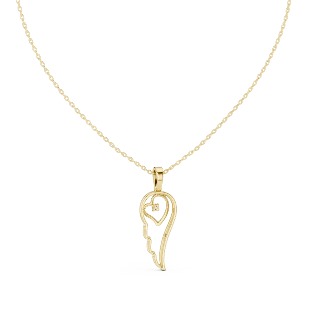 Ethereal Round Brilliant Cut Feather Wing Pendant - Image 4