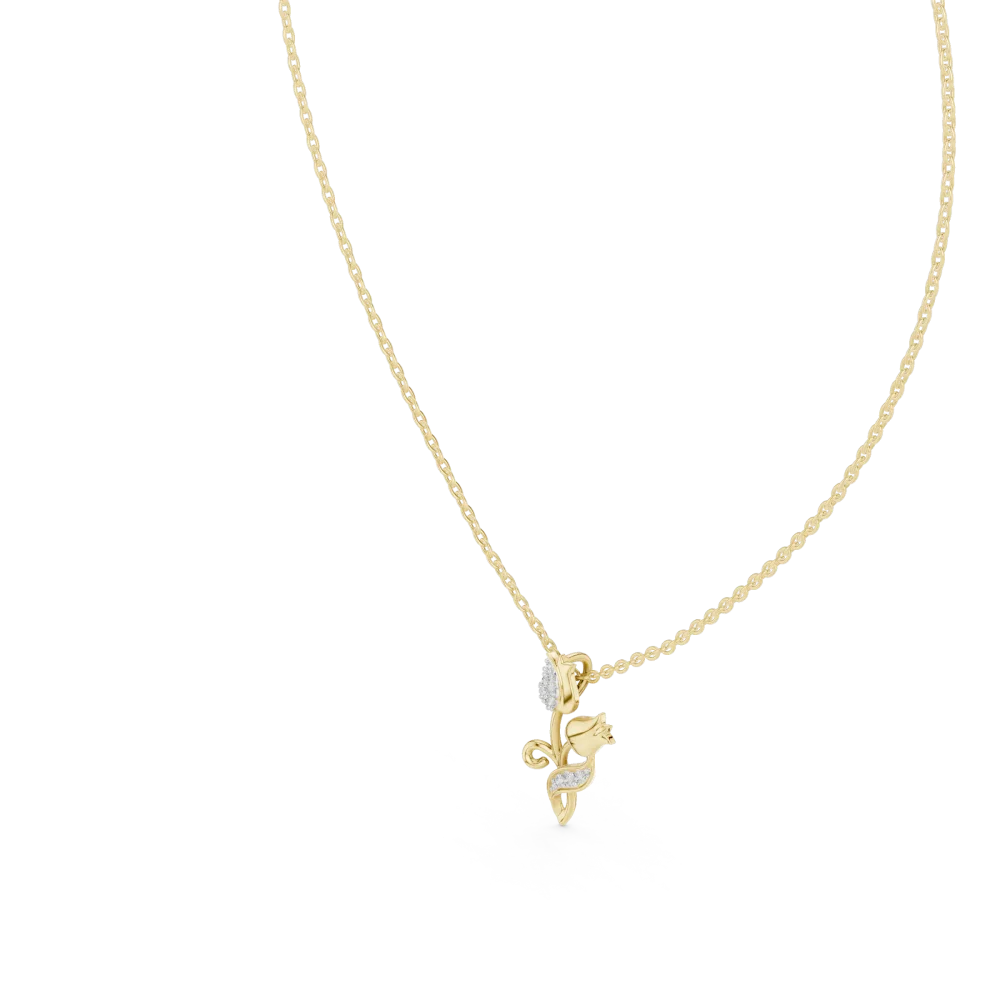 Ethereal Floral Round Brilliant Pavé-Set Modern Pendant - Image 2