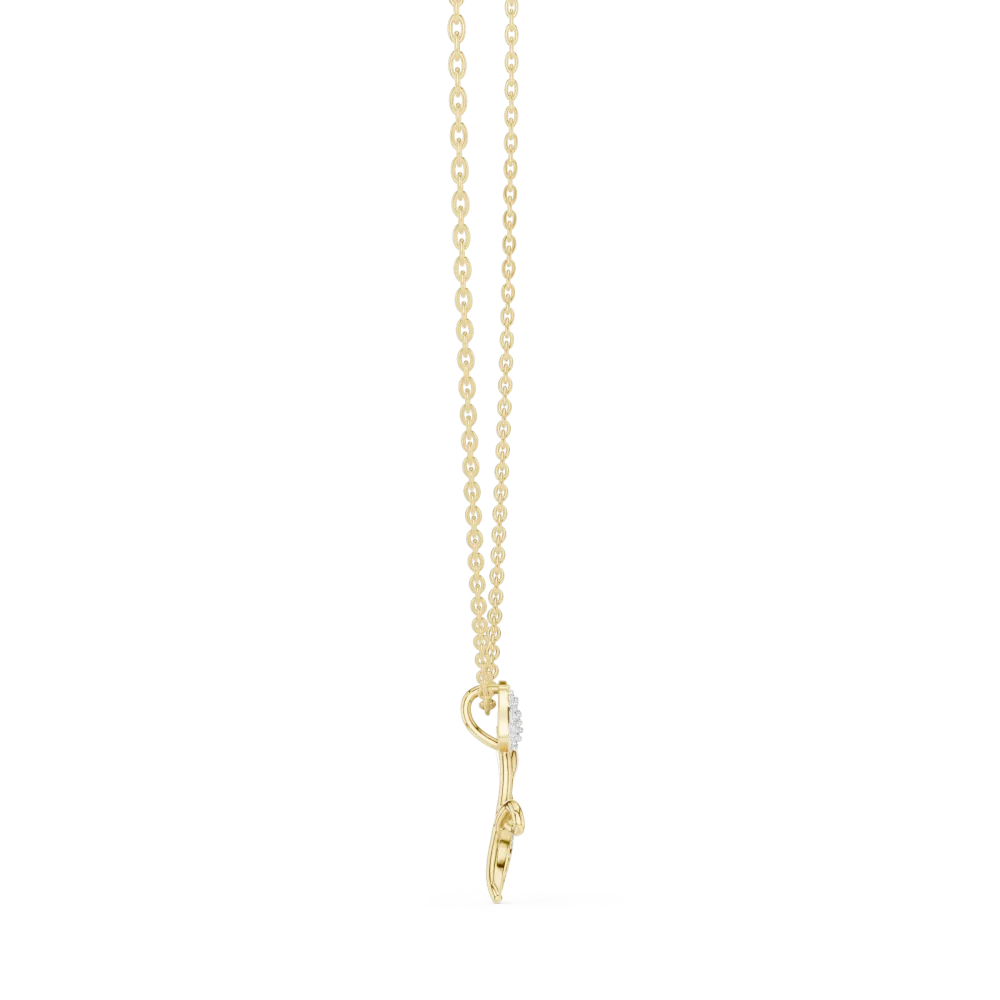 Ethereal Floral Round Brilliant Pavé-Set Modern Pendant - Image 3