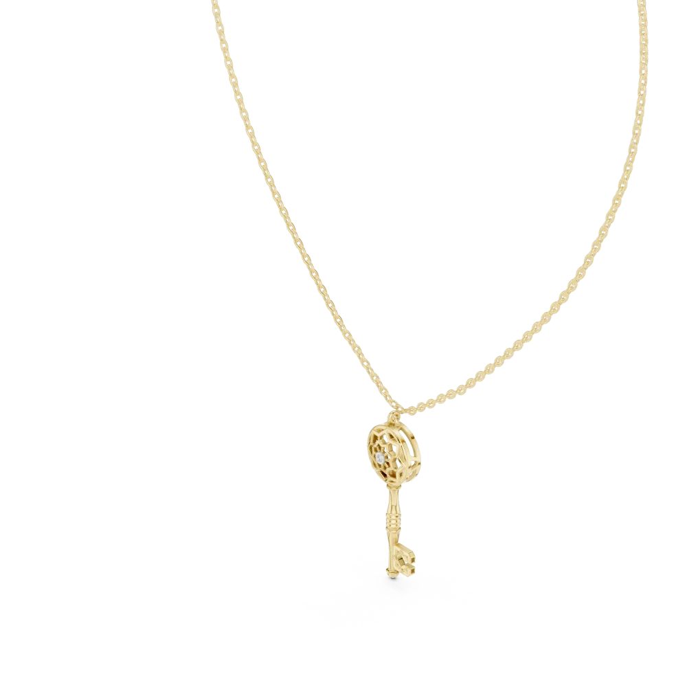 Ethereal Geometric Round Cut Key Silhouette Pendant - Image 2