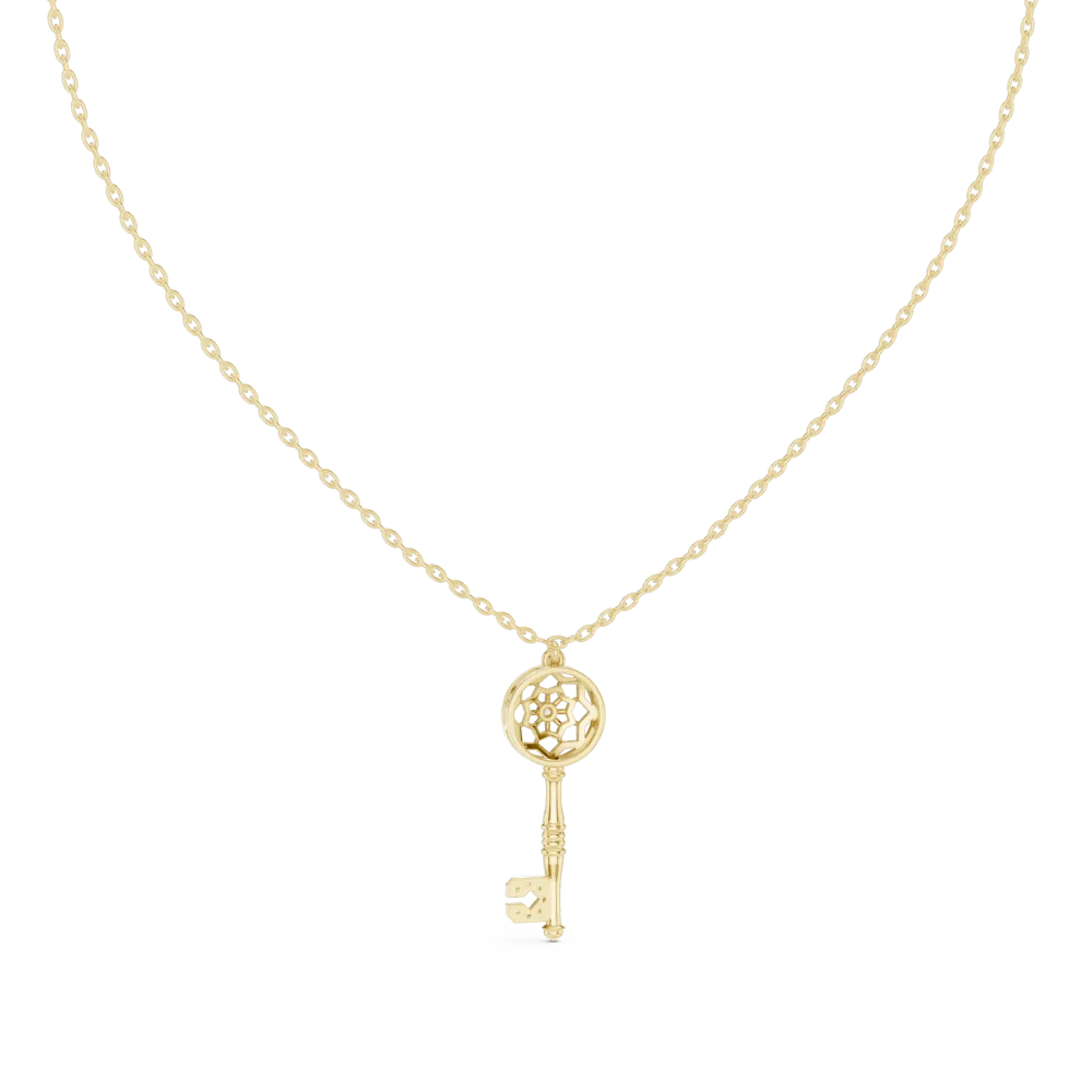 Ethereal Geometric Round Cut Key Silhouette Pendant - Image 4