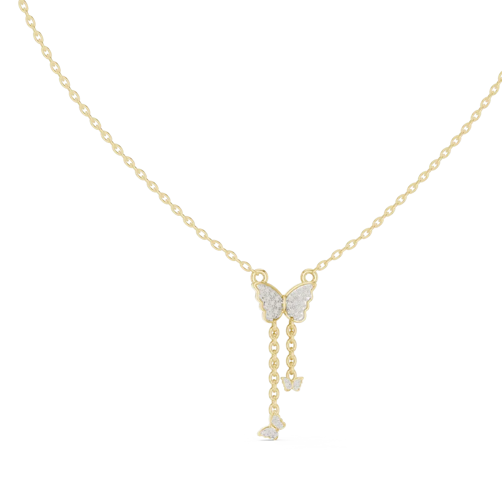 Discover the radiant allure of our pavé-set butterfly pendant. Expertly crafted for brilliance, this modern classic captures pure elegance. Buy now.
