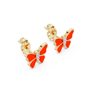 Symmetry Pavilion Round Diamond Butterfly Stud Earrings