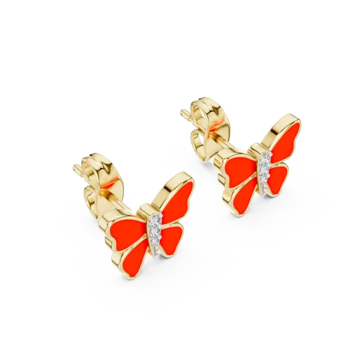 Symmetry Pavilion Round Diamond Butterfly Stud Earrings