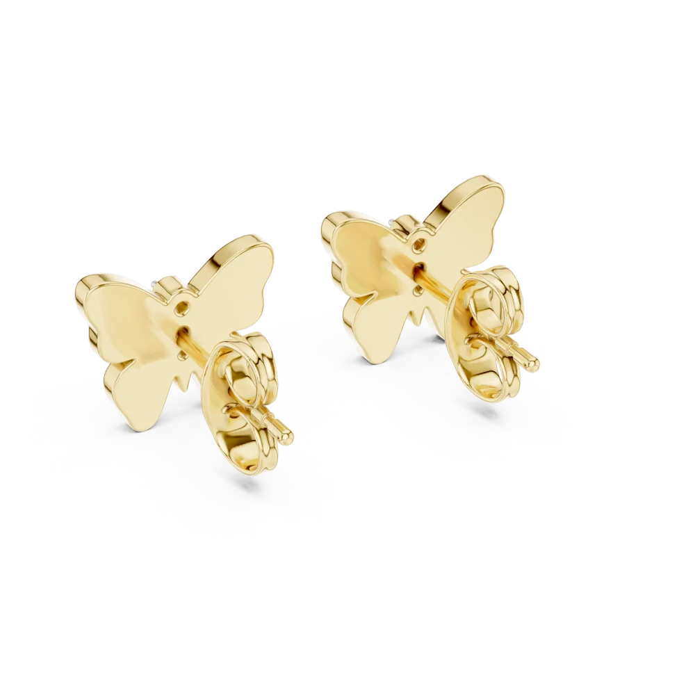 Symmetry Pavilion Round Diamond Butterfly Stud Earrings - Image 3