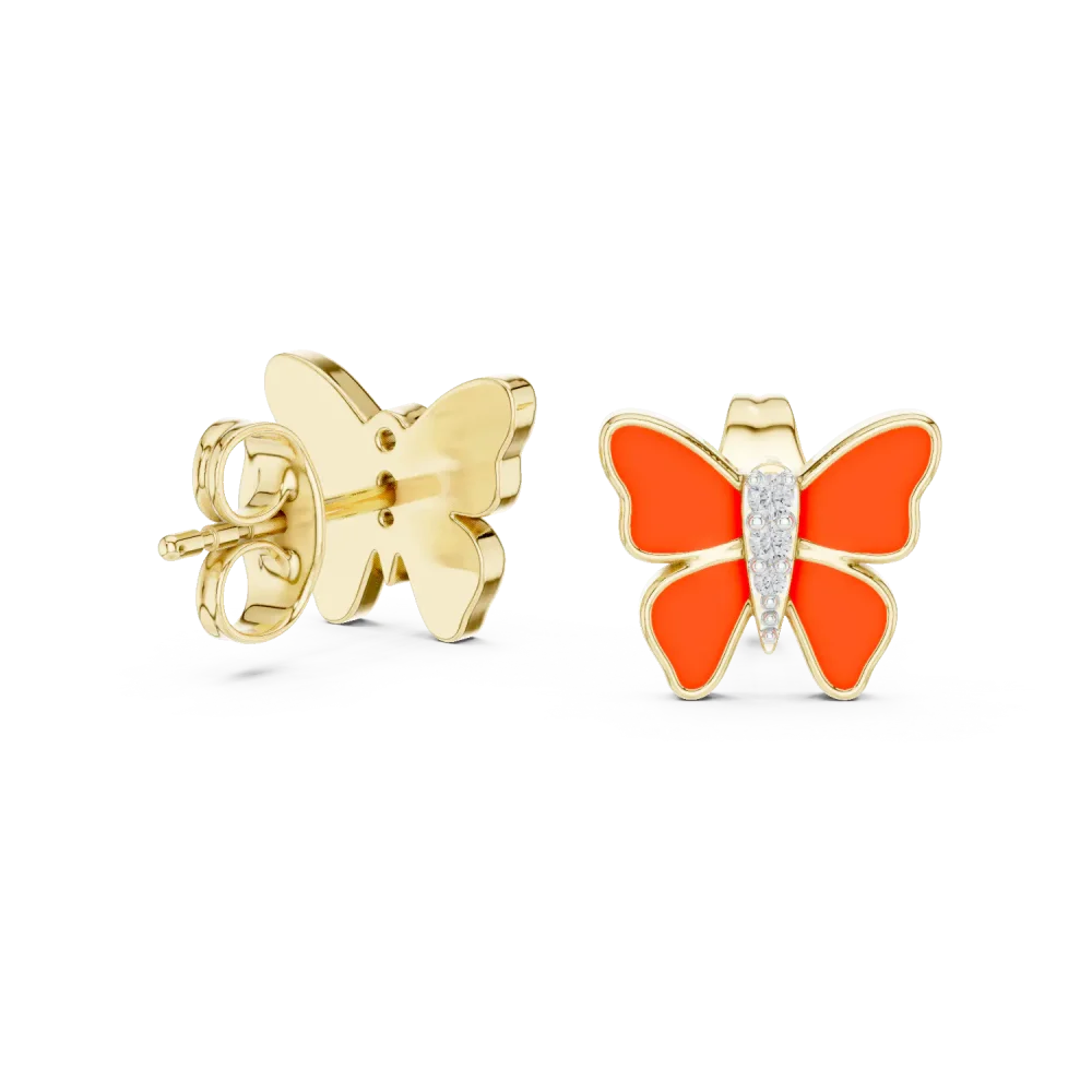 Symmetry Pavilion Round Diamond Butterfly Stud Earrings - Image 2