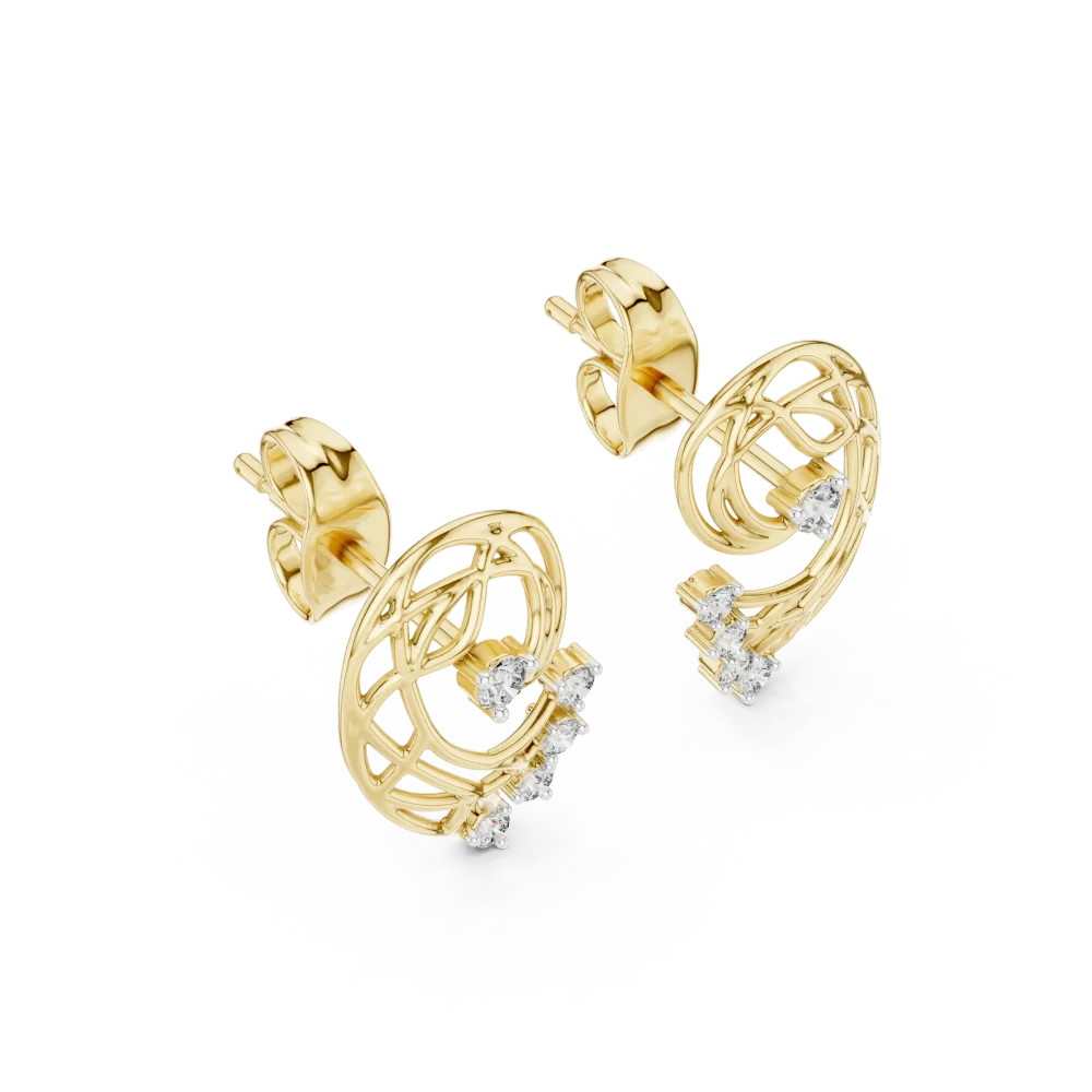 Discover the radiant brilliance of our architectural stud earrings. Adorned with premium DIAMEUR diamonds, these timeless treasures await. Shop now.
