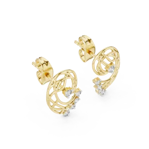 Ethereal Round Brilliant Architectural Silhouette Stud Earrings