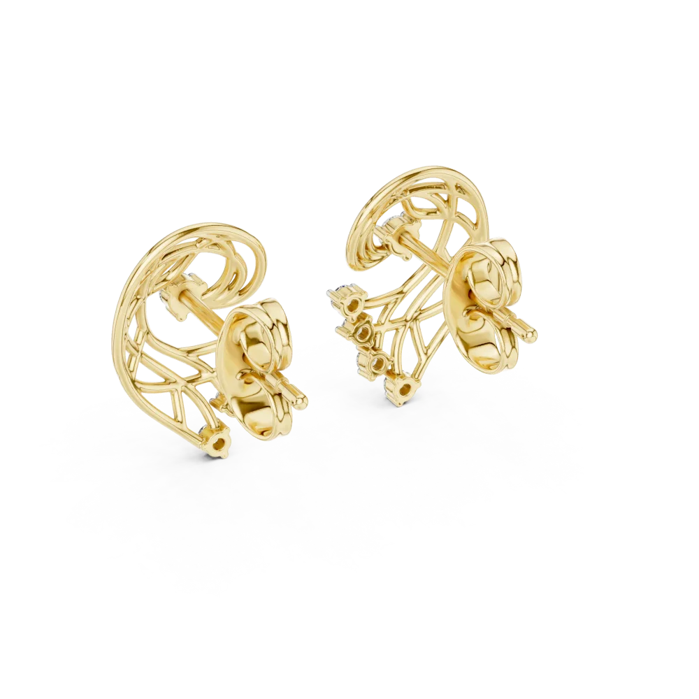 Ethereal Round Brilliant Architectural Silhouette Stud Earrings - Image 4