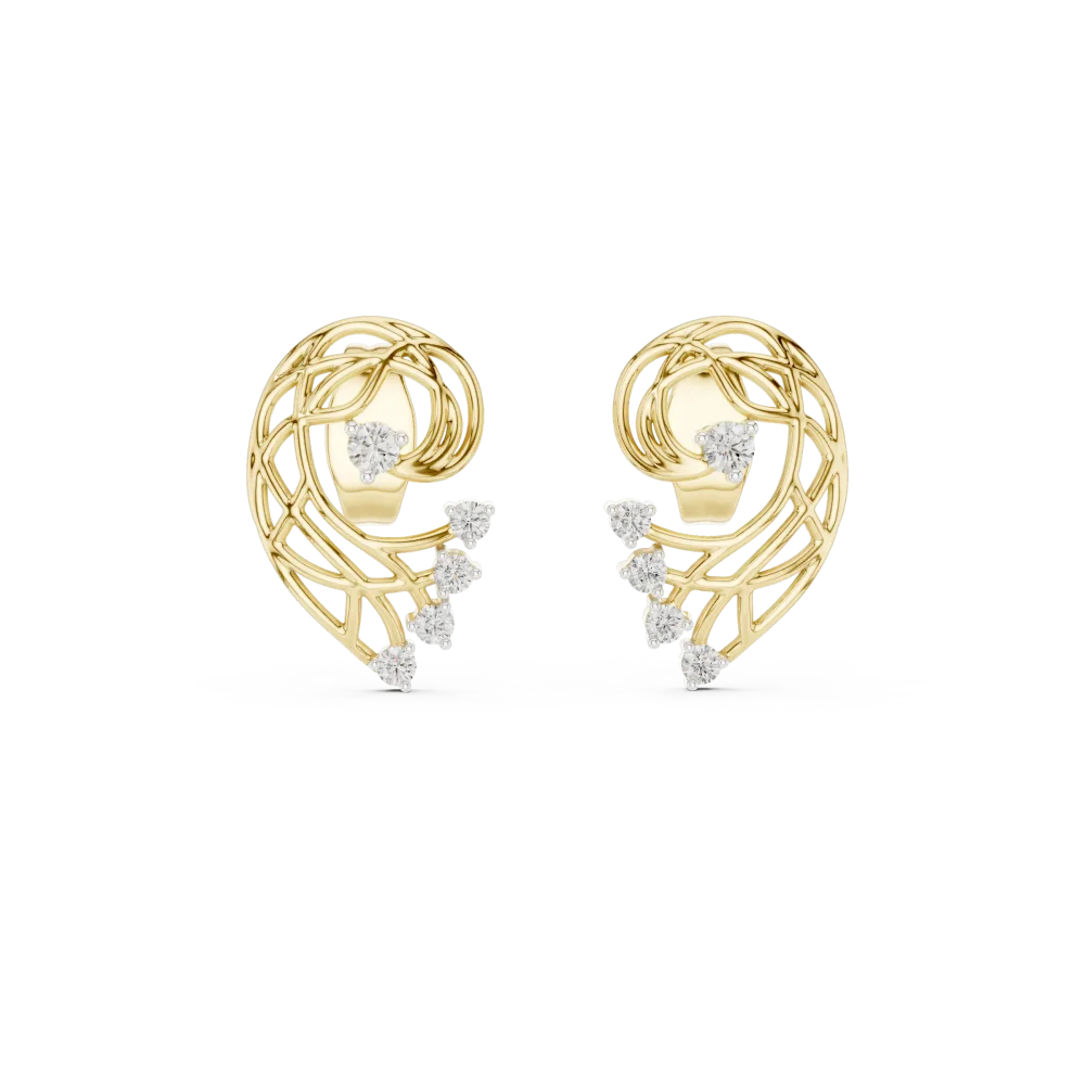 Ethereal Round Brilliant Architectural Silhouette Stud Earrings - Image 2