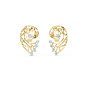 Ethereal Round Brilliant Architectural Silhouette Stud Earrings - Image 2