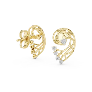 Ethereal Round Brilliant Architectural Silhouette Stud Earrings - Image 3