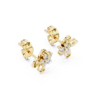 Petite Floret Round Brilliant Cluster Stud Earrings