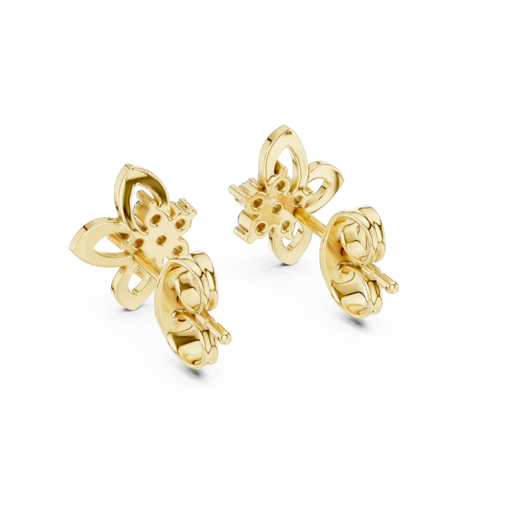 Petite Floret Round Brilliant Cluster Stud Earrings - Image 4