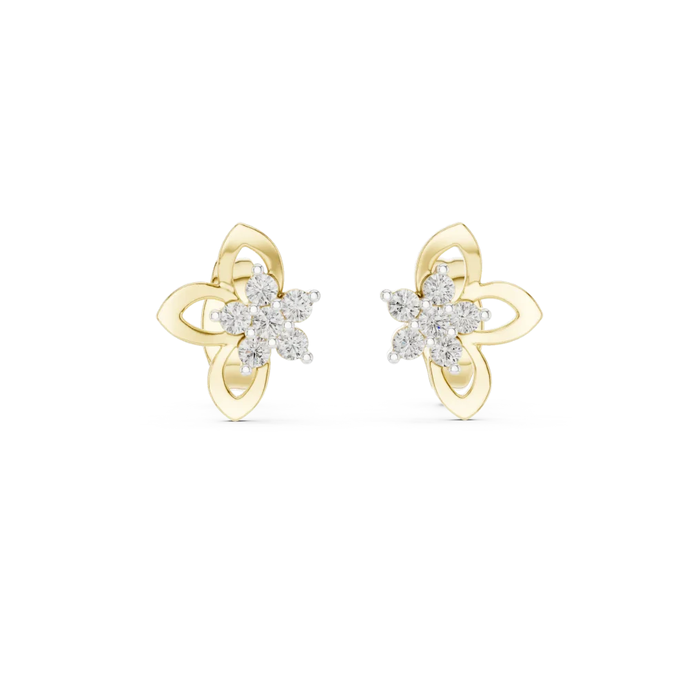 Petite Floret Round Brilliant Cluster Stud Earrings - Image 2