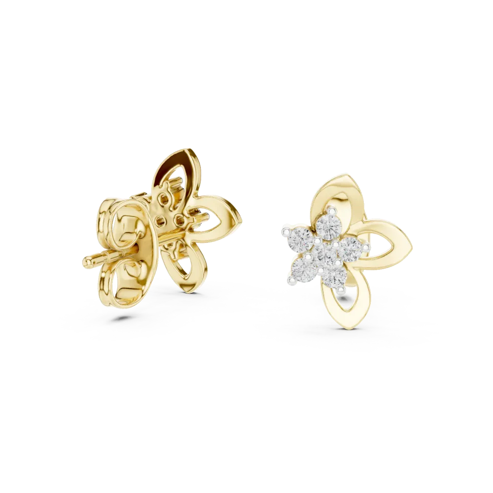 Petite Floret Round Brilliant Cluster Stud Earrings - Image 3