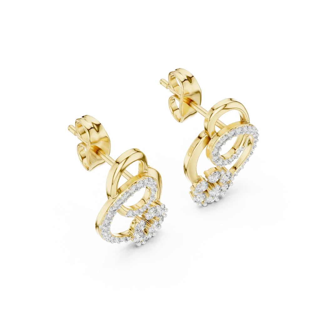 Discover the brilliance of these geometric pavé-set DIAMEUR diamond stud earrings. A modern classic for everyday luxury. Shop the collection now.