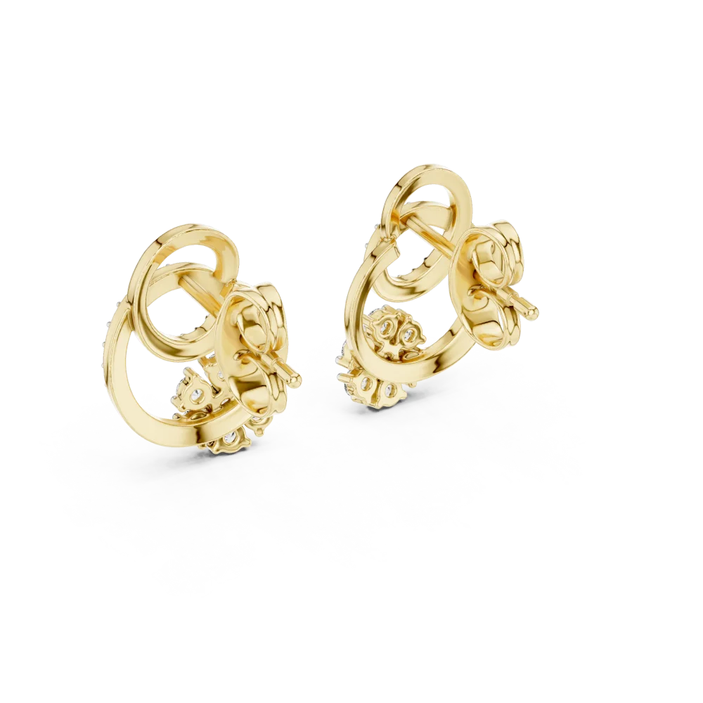 Luminary Round Pavé-Set Geometric Silhouette Stud Earrings - Image 4