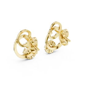 Luminary Round Pavé-Set Geometric Silhouette Stud Earrings - Image 4