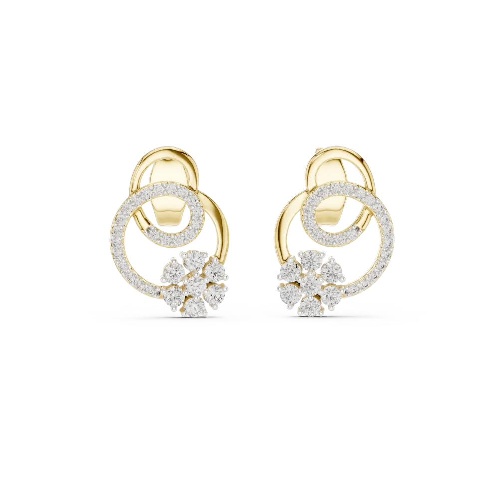 Luminary Round Pavé-Set Geometric Silhouette Stud Earrings - Image 2