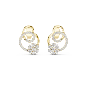 Luminary Round Pavé-Set Geometric Silhouette Stud Earrings - Image 2