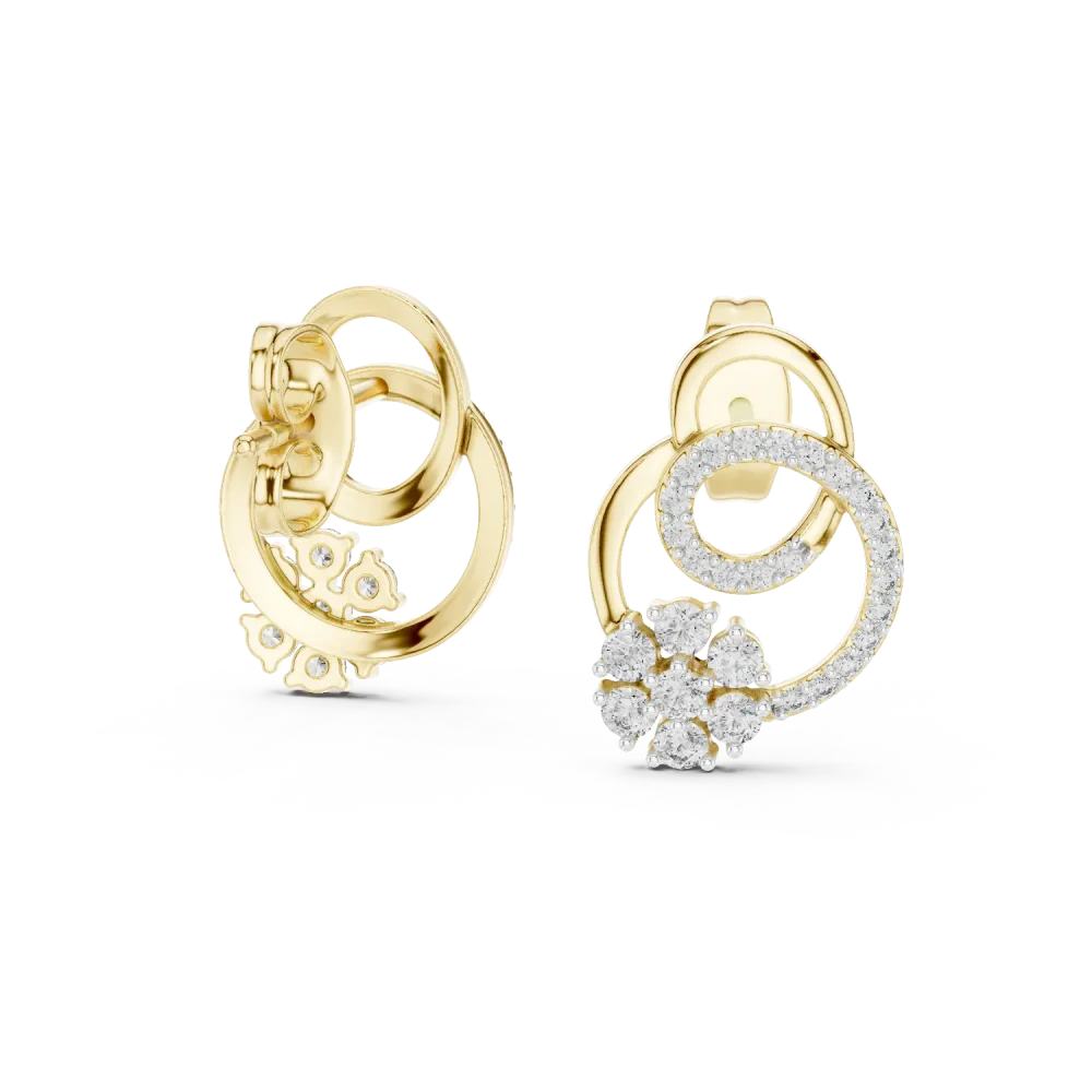 Luminary Round Pavé-Set Geometric Silhouette Stud Earrings - Image 3