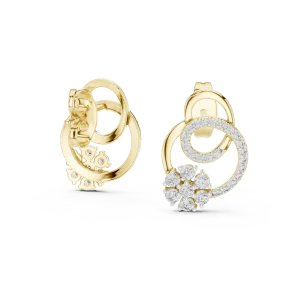Luminary Round Pavé-Set Geometric Silhouette Stud Earrings - Image 3