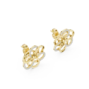 Ethereal Round Brilliant Pavé Floral Silhouette Stud Earrings