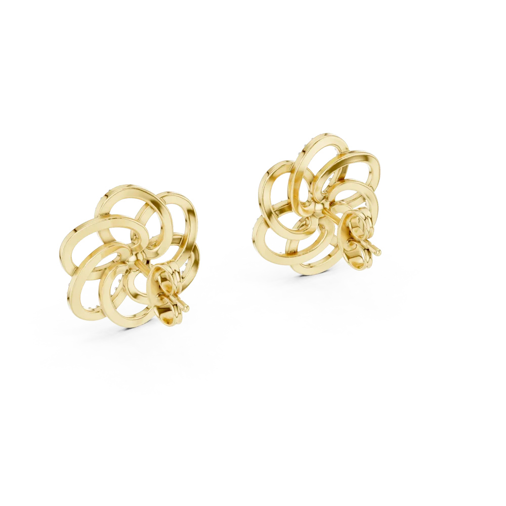 Ethereal Round Brilliant Pavé Floral Silhouette Stud Earrings - Image 4