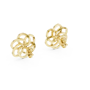 Ethereal Round Brilliant Pavé Floral Silhouette Stud Earrings - Image 4