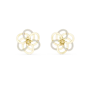 Ethereal Round Brilliant Pavé Floral Silhouette Stud Earrings - Image 2