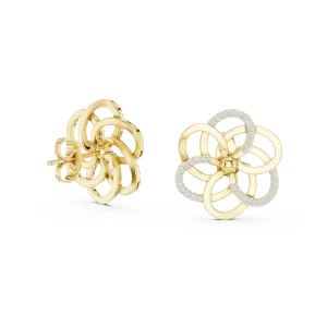 Ethereal Round Brilliant Pavé Floral Silhouette Stud Earrings - Image 3