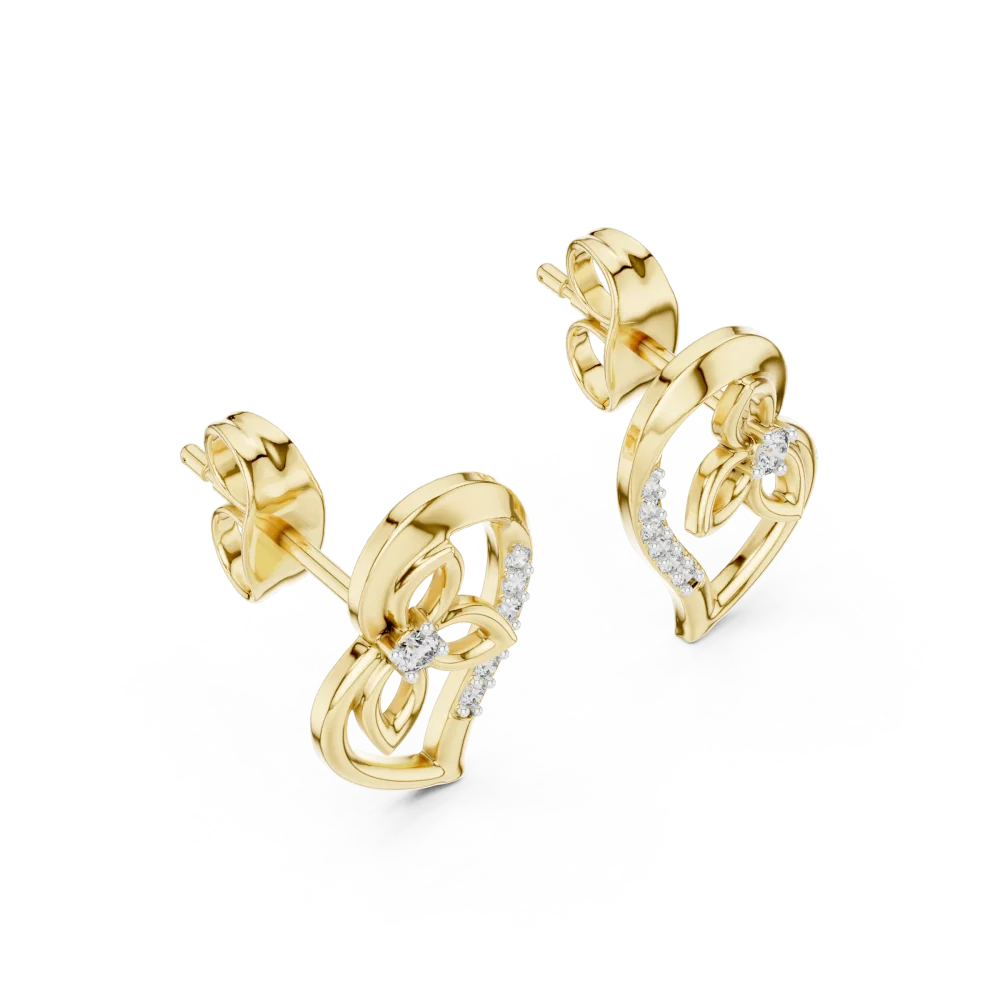 Discover the radiant beauty of these floral-inspired diamond stud earrings. Handcrafted with brilliant DIAMEUR stones, elevate your style today.