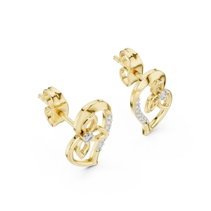 Ethereal Petal Silhouette Round Brilliant Diamond Stud Earrings