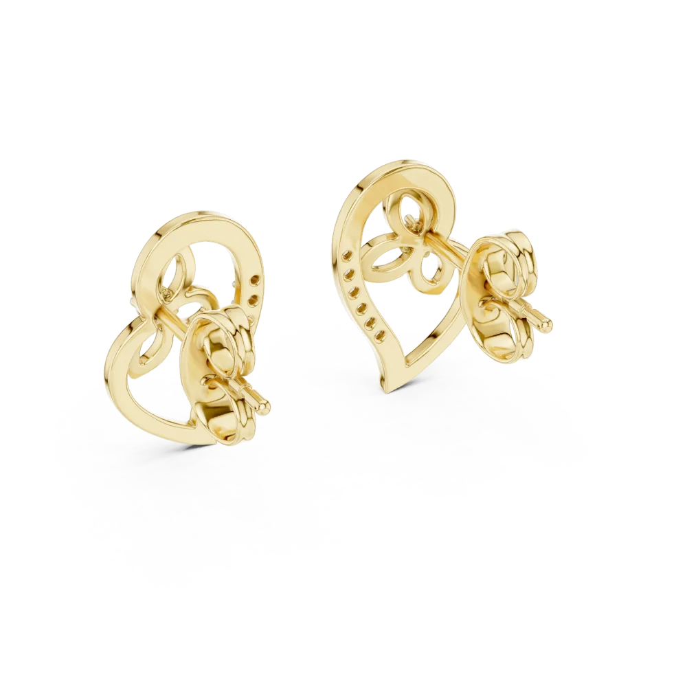 Ethereal Petal Silhouette Round Brilliant Diamond Stud Earrings - Image 4