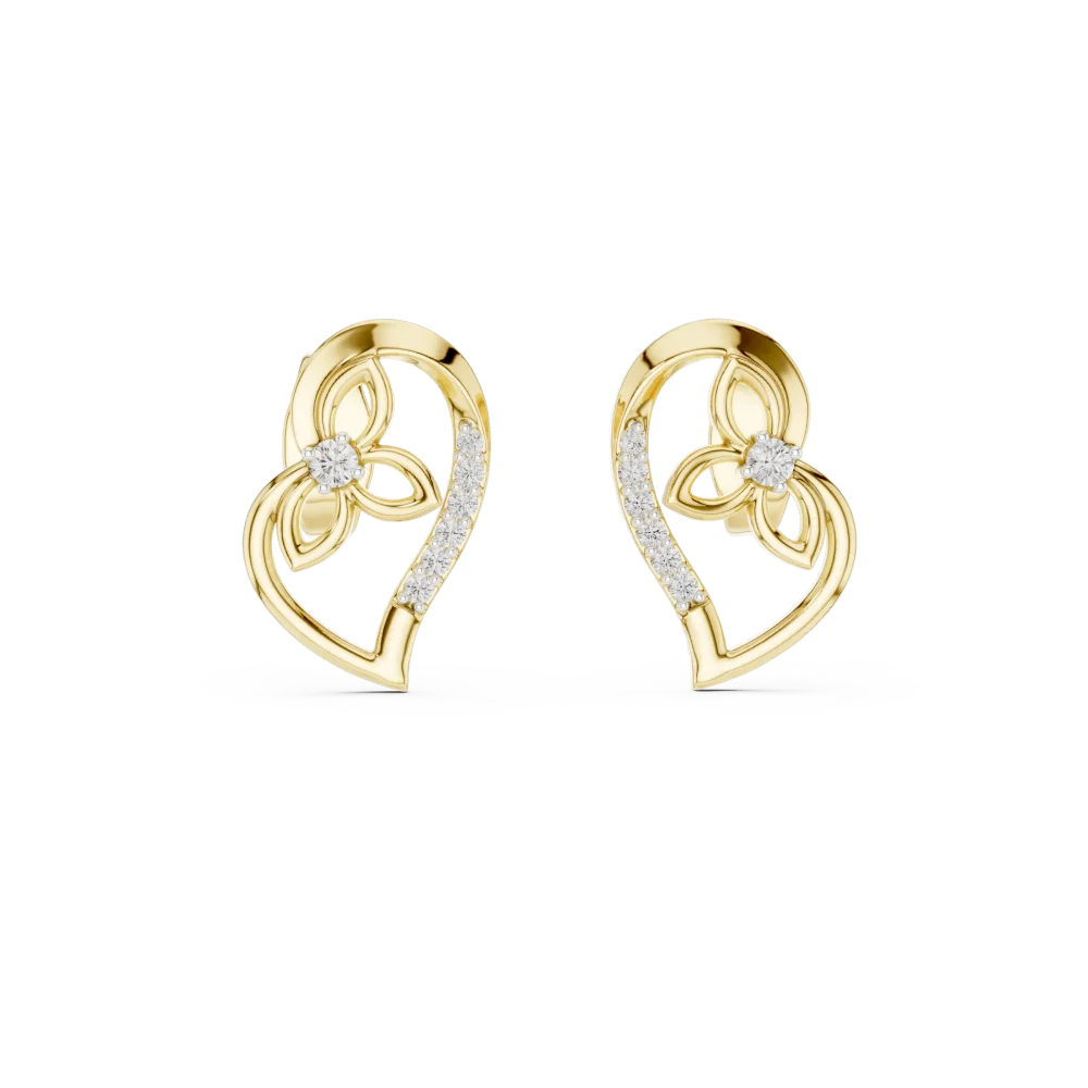 Ethereal Petal Silhouette Round Brilliant Diamond Stud Earrings - Image 2