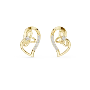 Ethereal Petal Silhouette Round Brilliant Diamond Stud Earrings - Image 2